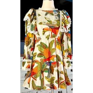 Farm Rio Forest Birds Mini Dress XS